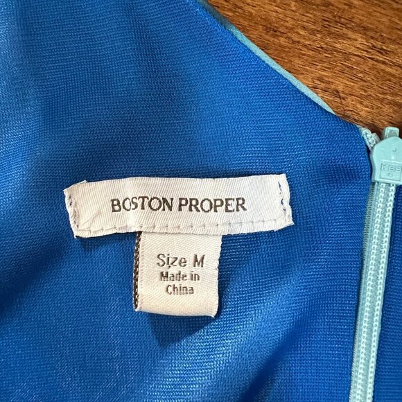 Boston Proper Maxi Dress Women Medium Blue Tonal Print Sleeveless Stretch V-Neck - Picture 8 of 12